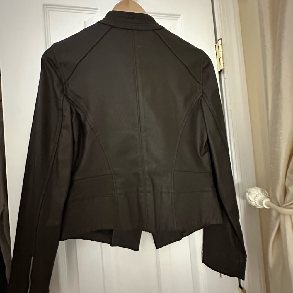 White House Black Market Dark Brown Coated Blazer